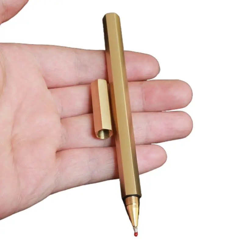 

W3JD Special Anti-roll Handmade Brass Pen, Solid Portable Pocket Pen, Unique Polished Metal Sign Signature Pen Gel Pen, Gift Pen