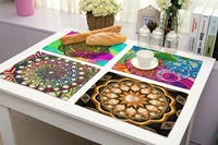 mandala pattern dining table mat kitchen placemat coaster cotton linen pads western mat 4232cm home decor