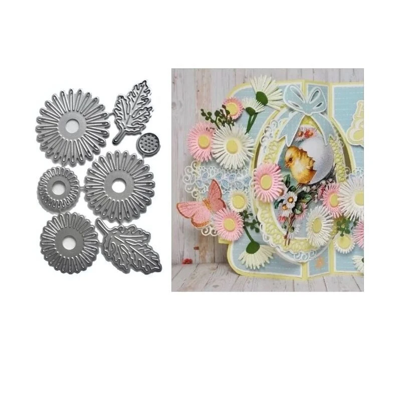 7 шт./компл. маргаритки цветок металлические режущие штампы трафареты с тиснением