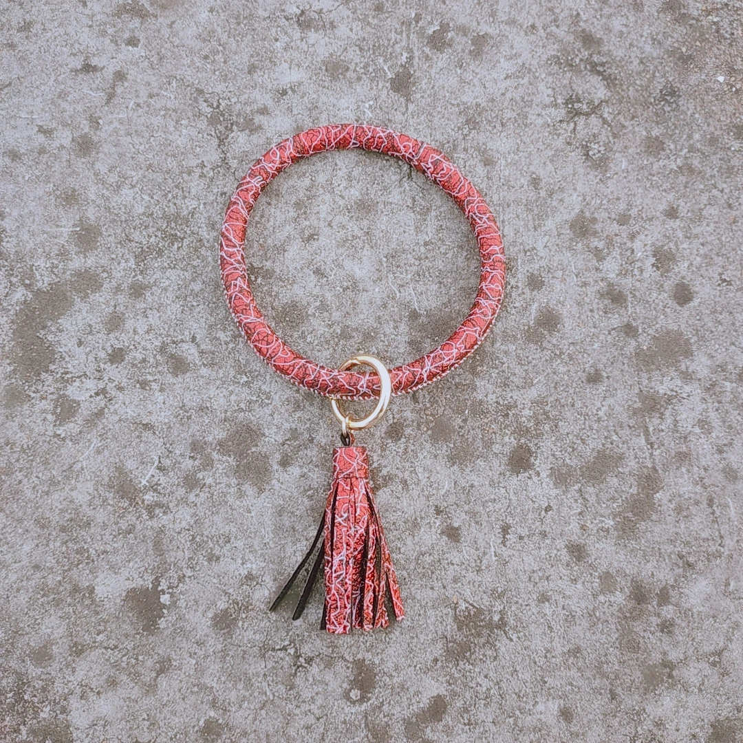 Модный Круглый браслет с кисточками из искусственной кожи с радугой для женщин, модный большой круглый брелок для ключей, аксессуары - Цвет: 11
