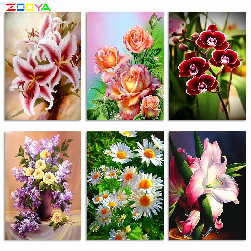 ZOOYA Алмазная вышивка сделай сам алмазная живопись красивый розовый цветок лилии