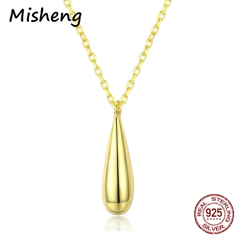 Misheng s925 стерлингового серебра женские капли воды кулон ожерелье 45 см Модная