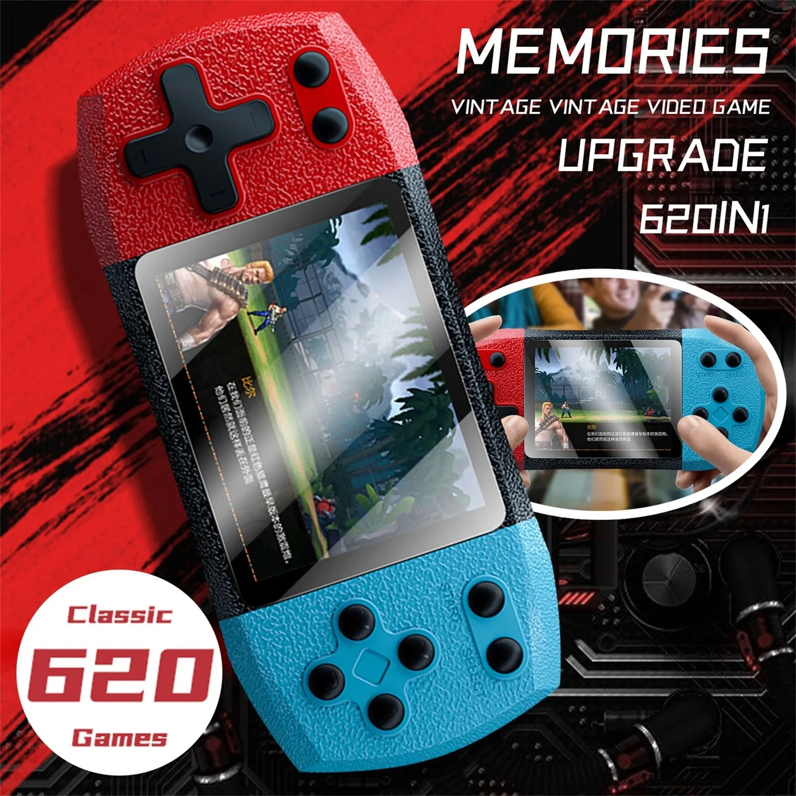 Портативная игровая консоль 3 0 дюйма цветной экран Ретро портативная игра 620 игр