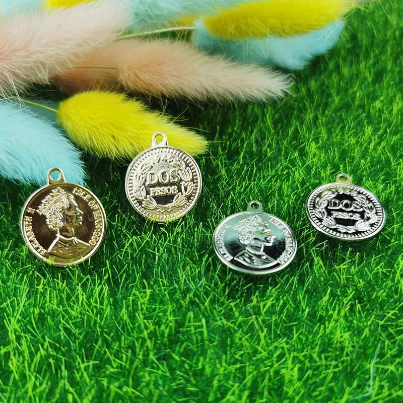 10 шт. подвеска в виде монеты золотистого/серебристого цвета | Украшения и