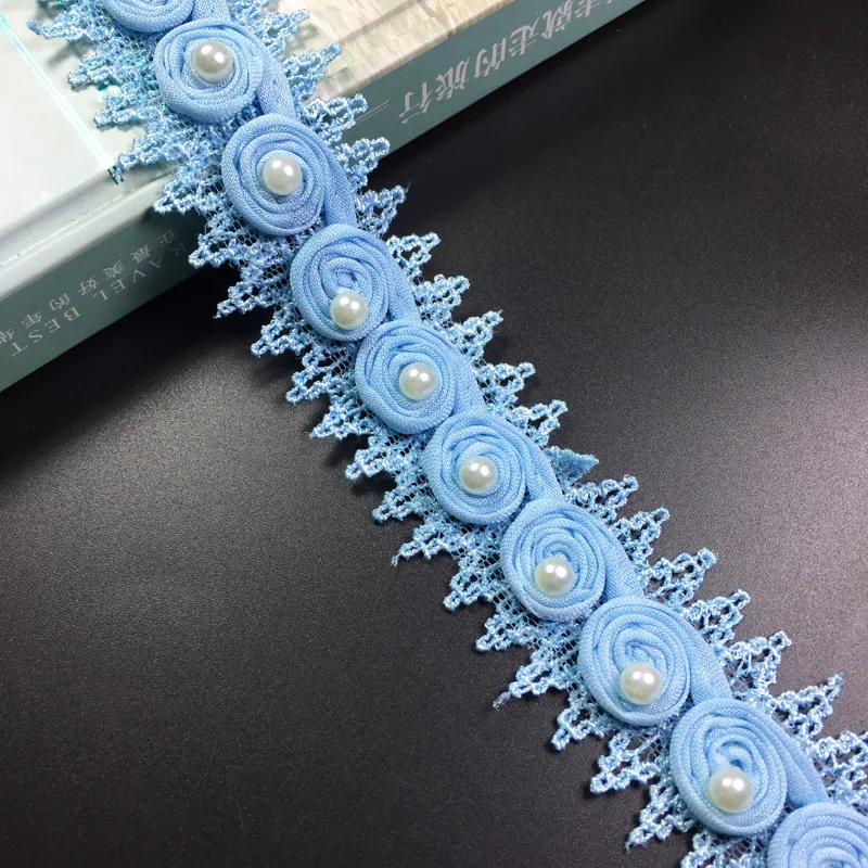 С цветами роз и жемчугом верхний край декорирован кружевом подрезная Лента ткань