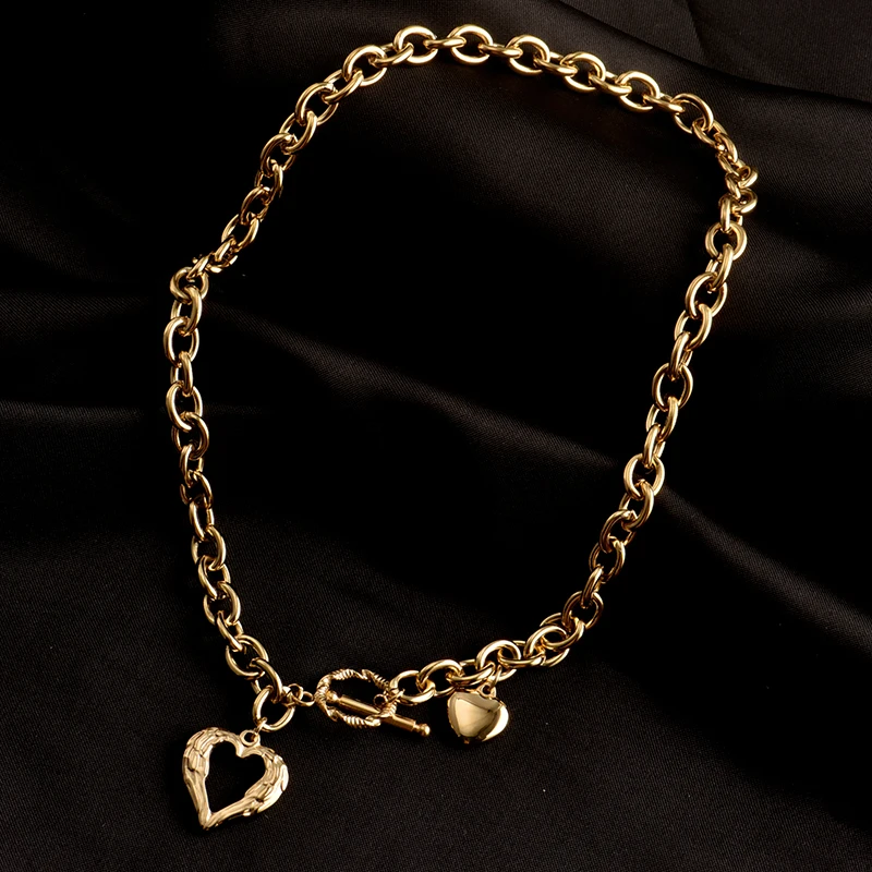 Ожерелье из нержавеющей стали 316L Colorfast кулон в форме сердца крыла ангела