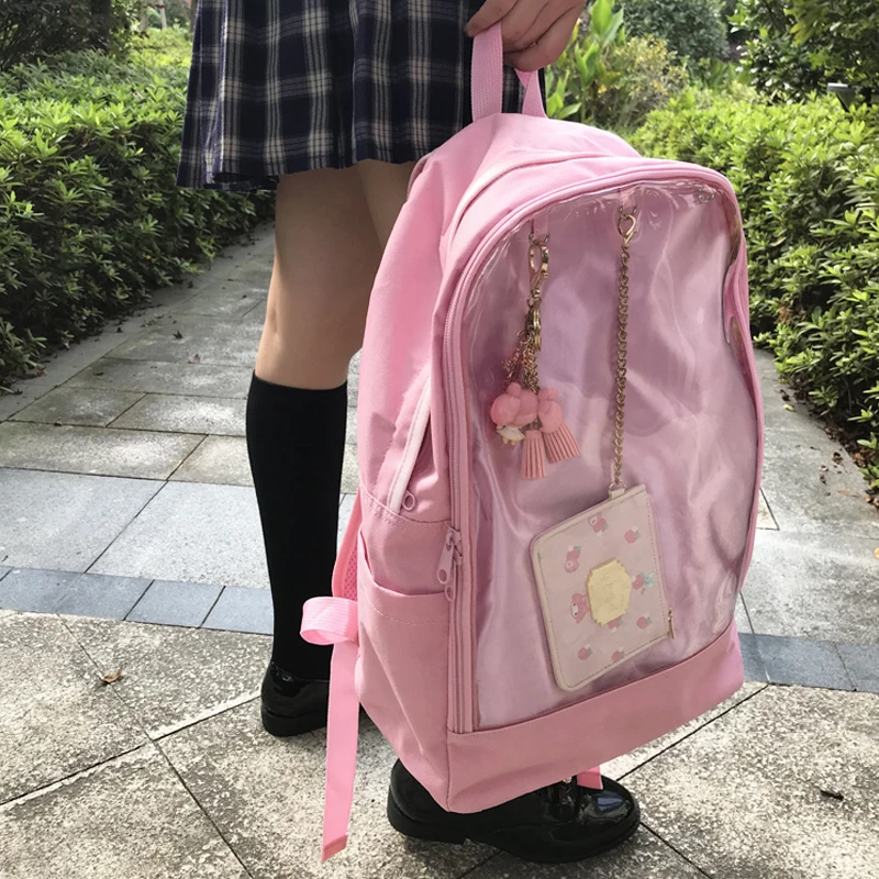 

Lolita student shoulder bags for Teenager girls Designer Women backpack Nylon cloth New pink large-capacity ita bag School Bag