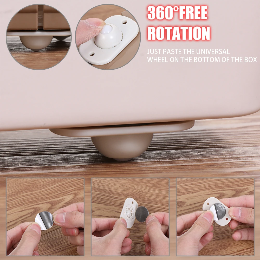 4 шт. самоклеящиеся ролики для хранения коробка Портативный универсальные