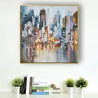 new york city landscape decor canvas wall picture modern hand painted oil painting abstract neon night view hotel cafe decor art