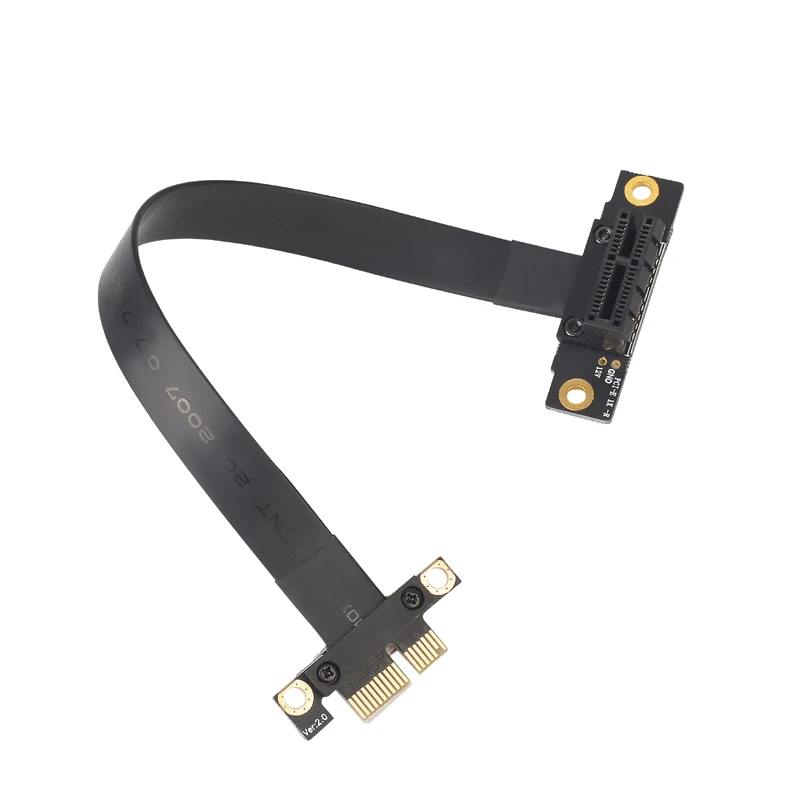 

Left Angled PCIe 3.0 x1 to x1 Extension Cable EMI Shielding 8Gb/ps High Speed PCI Express 1x Riser Card Extender Ribbon PC Cable