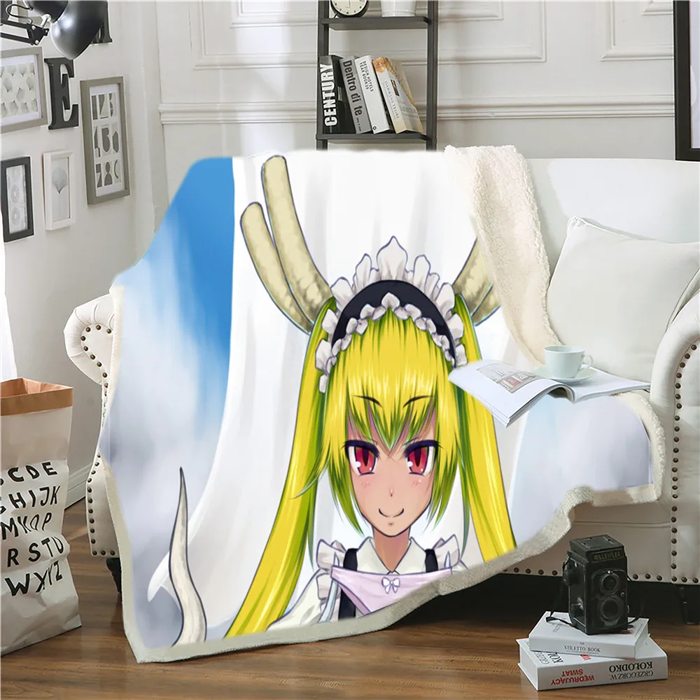 

Home Couch Soft Warm Sherpa Fleece Blanket Winter Sheet Bedspread Cartoon Anime Washable Kobayashi's Dragon Maid Throw Blankets
