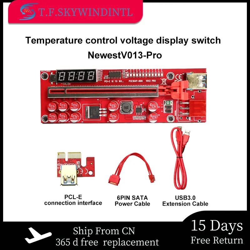 

TF New Riser V013 Pro PCIE Riser 013 Cabo Riser Card PCI Express x1 x16 SATA To 6Pin Power Cable USB 3.0 Cable For Mining Miner