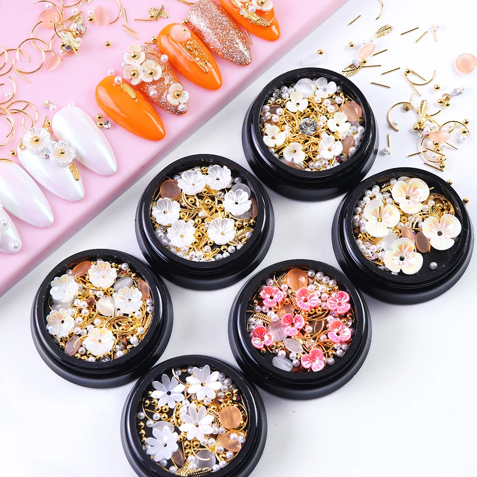 3D смешанные металлические цветы стразы для дизайна ногтей украшение из