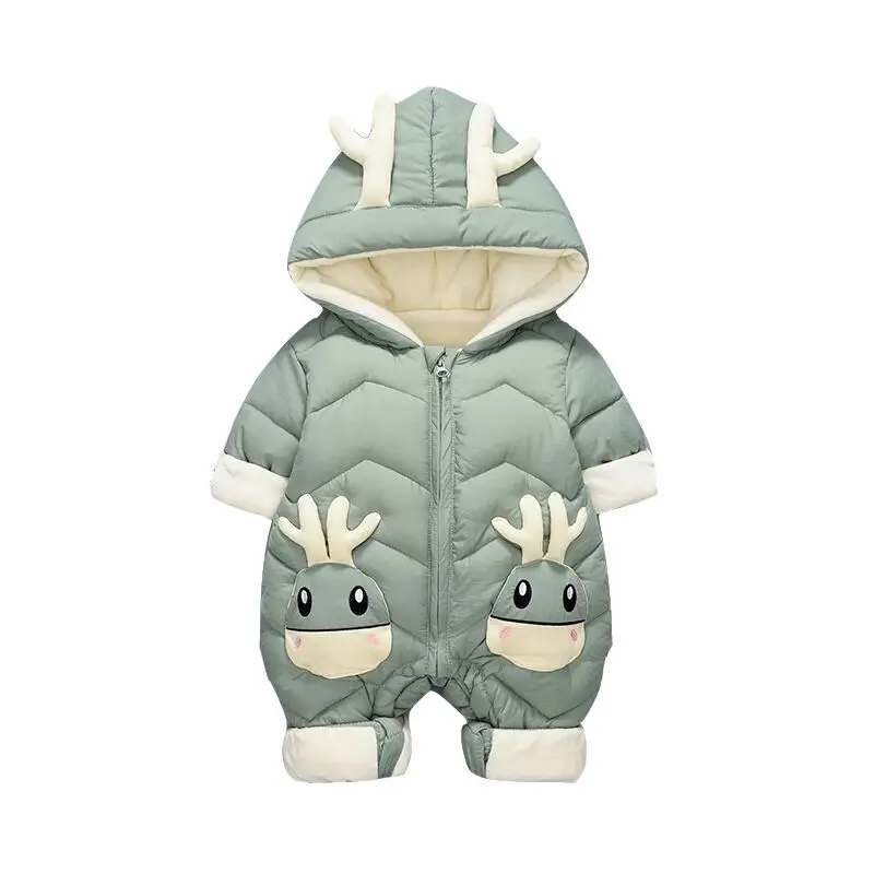 

OLEKID 2021 Baby Winter Snowsuit Plus Velvet Thick Baby Boys Jumpsuit 0-2 Years Newborn Romper Baby Girls Overalls Toddler Coat