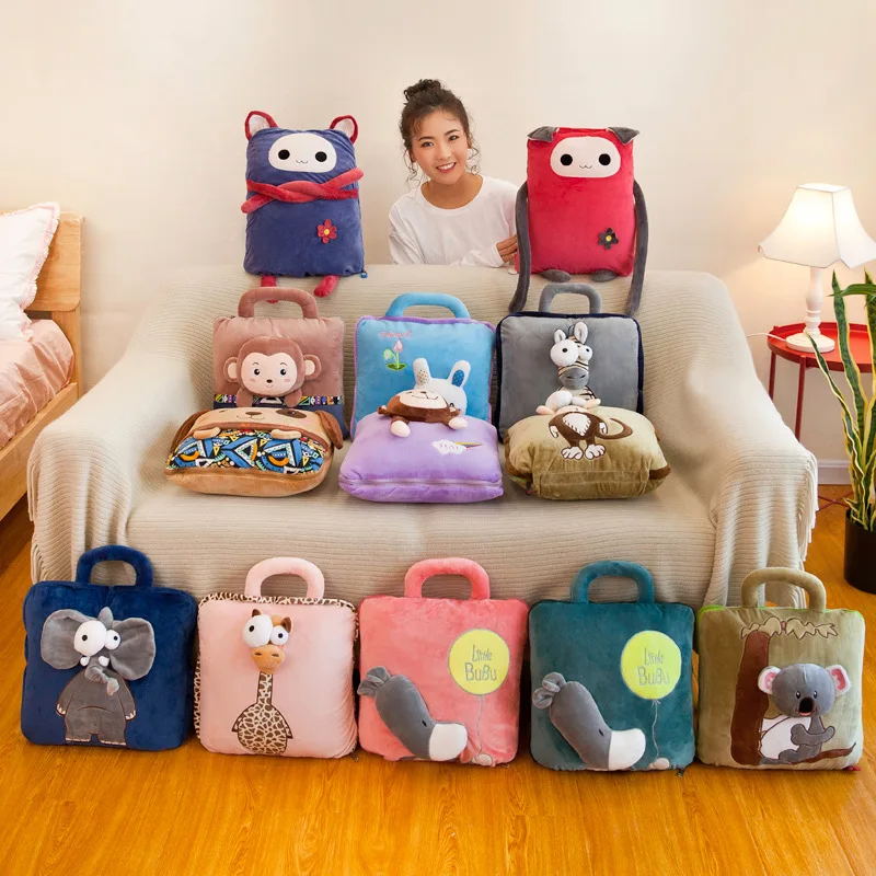 

20styles Cartoon Animals Plush Creative Winter Soft Stuffed Plush Pillow Air Conditioning Blanket Inside Sofa Back Cushion