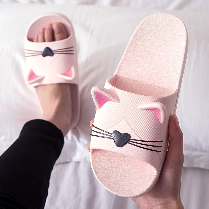 

Women Men Summer Slippers Slide Sandals Beach Bathe Flip Flops 3d Cartoon Cats Thick Bottom Couple Boys Girls Comfort Shoes
