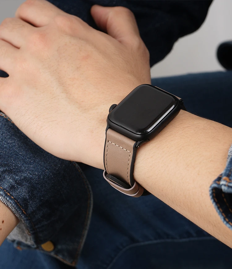 100% Genuine Leather Watchband for Apple Watch Band Series 7 6 5 4 3 2 Bracelet 42mm 38mm 40MM 44MM Strap For iwatch 41mm 45mm