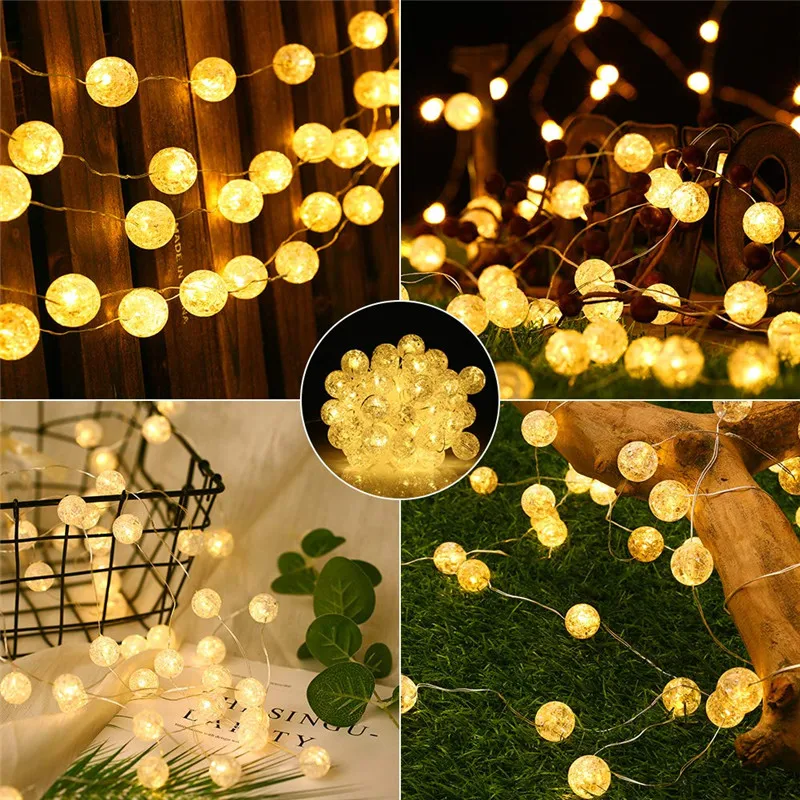50 светодиодов 10 м светильник свет хрустальный шар IP65 водонепроницаемая гирлянда