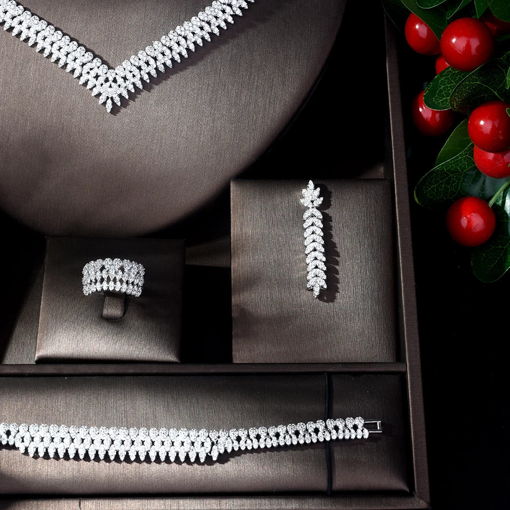 Набор украшений HIBRIDE с блестящим кубическим цирконием Дубай 2019 женский свадебный