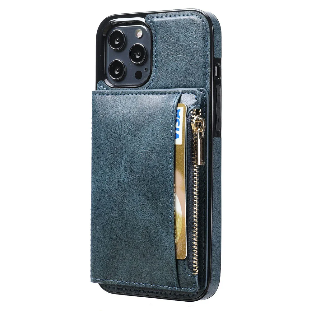 

Card Holder Slot Phone Case Leather Case For IPhone 13mini 13 13pro 13promax Luxury Leather Card Wallet Stand Holder Soft Cover