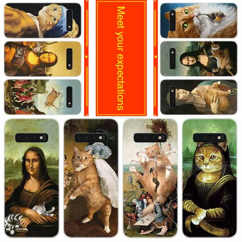 

Soft Case for Samsung Note 20 10 9 8 TPU Silicone Cover Pack Note20plus Note10plus Bumper Bag Famous painting Orange cat