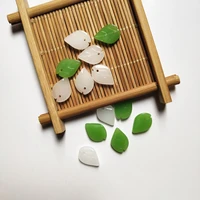10pcslot new leaf petals glass beads white green lampwork beads for charms craft jewelry making handmade diy accessories
