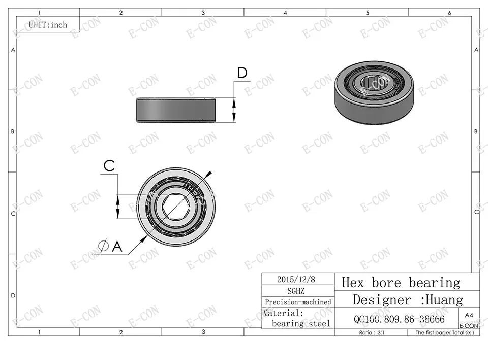 

1/2/5/10PCS 6203-2RS Hex bore 17.6mm bearing (17.6mm*40mm*12mm) for Six angle shaft