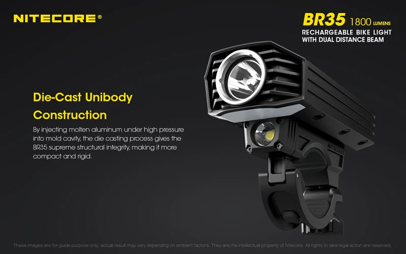 1800 люмен Nitecore BR35 CREE XM-L2 U2 светодиодный Перезаряжаемый велосипед/велосипедный передний свет встроенный аккумулятор 6800 мАч