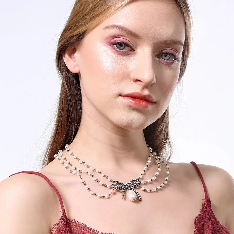 Модное жемчужное ожерелье ручной работы Дамское модное из натурального жемчуга