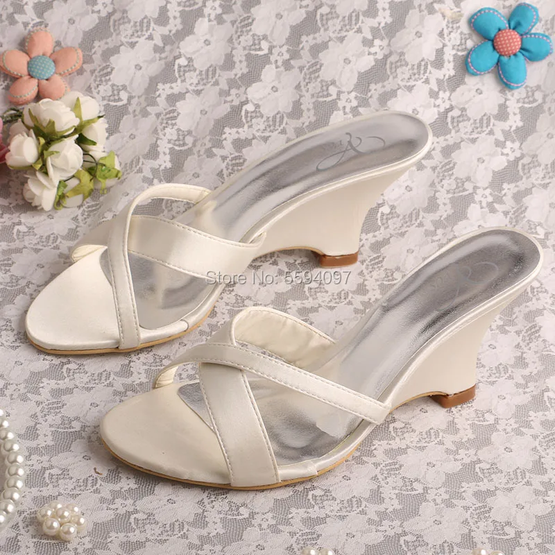 Свадебная обувь Wedopus для женщин летние шлепанцы на танкетке с открытым носком