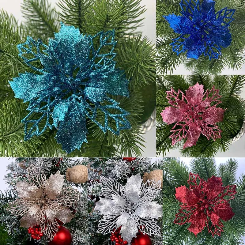 Подвесной 10 шт./компл. с изображением рождественского цветка Пуансеттия