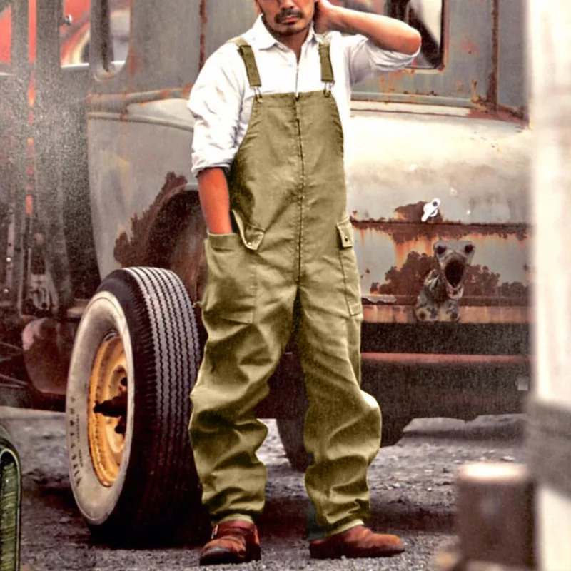 

Pants Men Spring Autumn Overalls Men's New Solid Color Cargo Slacks