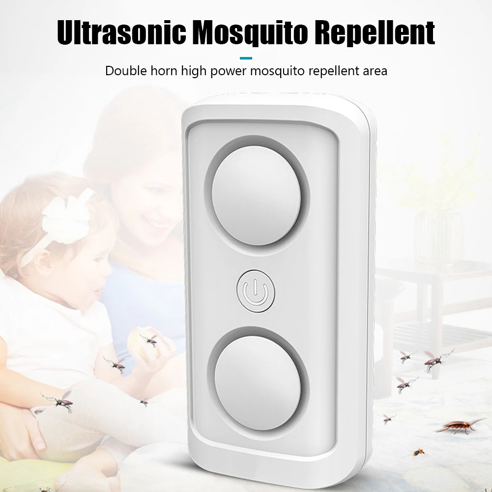

2x White Cockroach Mouse Pest Killer Repeller Variable Frequency Ultrasonic Pest Repeller Mosquito Repellent US Plug