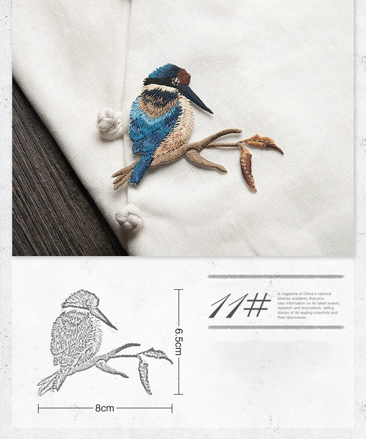 11 single bird Птица патч цветок вышивка железа на патчи для одежды аппликация DIY шляпы пальто платье брюки аксессуары ткань стикер - Цвет: 11 single bird