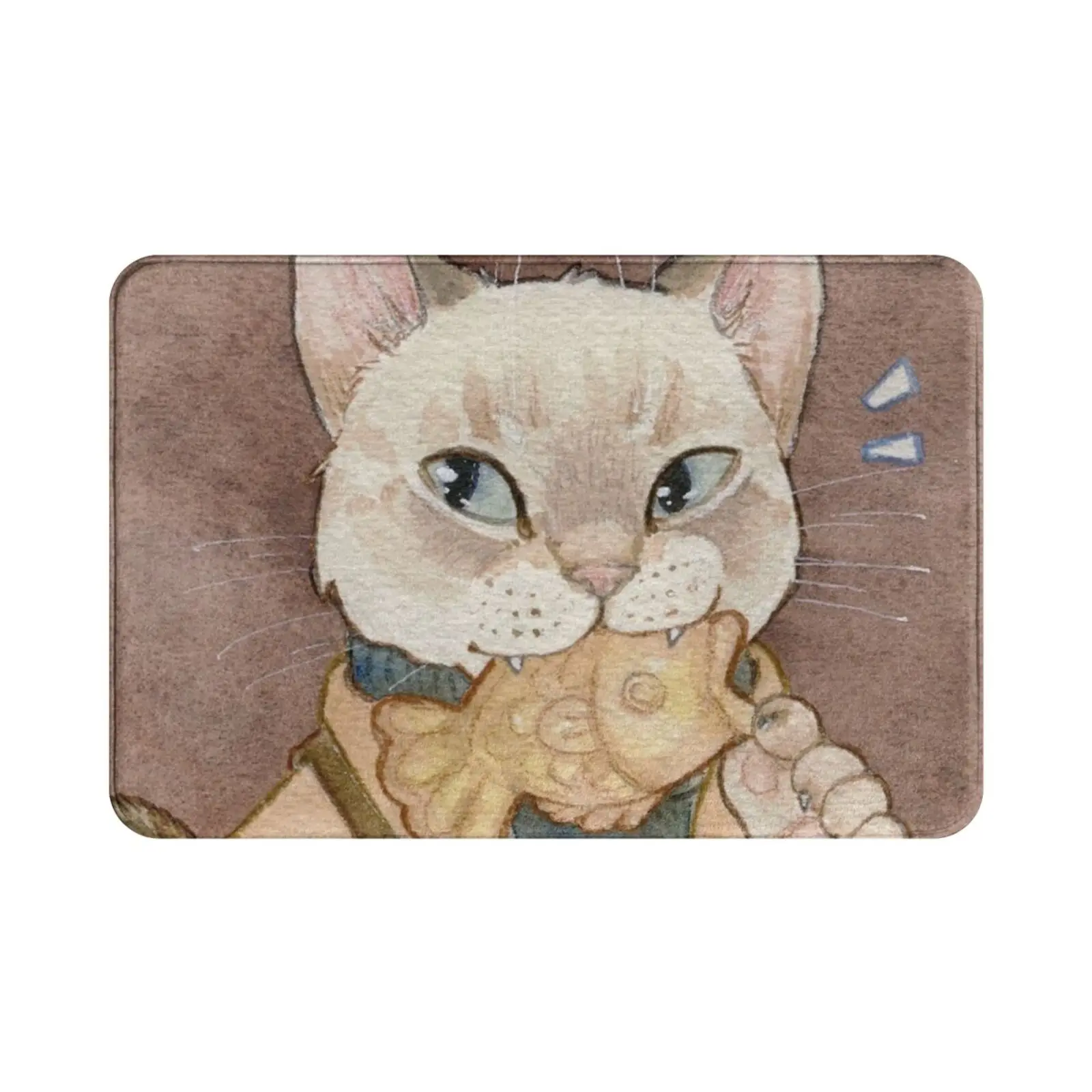 Taiyaki ковер в форме кошки коврик мягкий нескользящий десерт кошка акварель