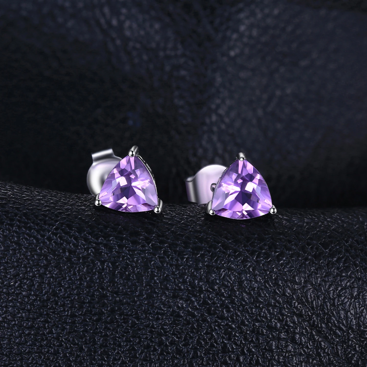 Jewelrypalace трлн 1.9ct Природные Фиолетовый аметист камень Серьги-гвоздики Твердые стерлингового серебра 925 Красивые ювелирные изделия для Для женщин