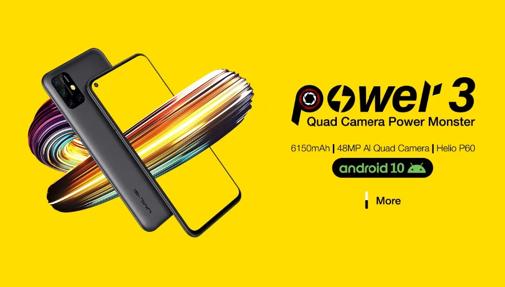 UMIDIGI power 3 Android 10 48MP Quad AI камера 6150 мАч 6,5" FHD+ 4 Гб 64 Гб Helio P60 глобальная версия смартфон NFC предпродажа