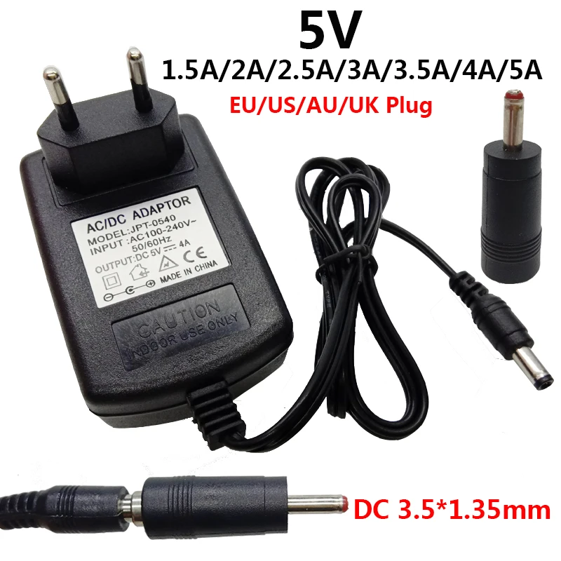 

5V 3.5*1.35mm AC/DC Power Adapter Supply 5 Volt 5V3A 5V4A 5V5A 1.5A 2A 2.5A 3A 3.5A 4A 5A Adaptor Adaptador DC3.5mm Conveter