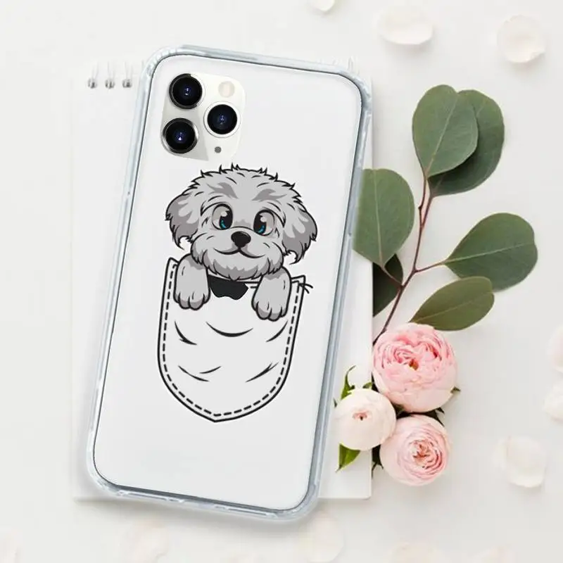 

Cute Dog Cartoon Pink Phone Case Transparent for iPhone 11 12 mini pro XS MAX 8 7 6 6S Plus X 5S SE 2020 XR