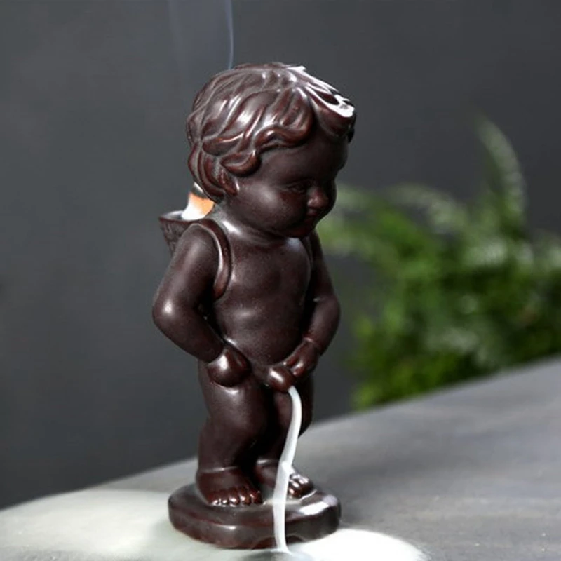 

AAAK -Backflow Incense Burners Home Decor Ceramic Boy Waterfall Decorative Incense Holder Aroma Censer