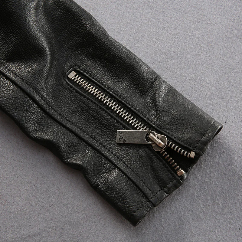 

slim fit Men's motorcycle jacket with belt zippers fashion leather biker jacket men newa arrival leather coat for male XXXL