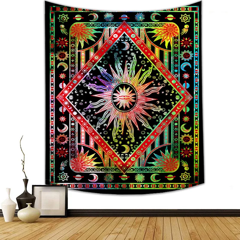 Красочный Радужный бог солнца МАНДАЛА ГОБЕЛЕН настенный Тотем Астрология Love You To