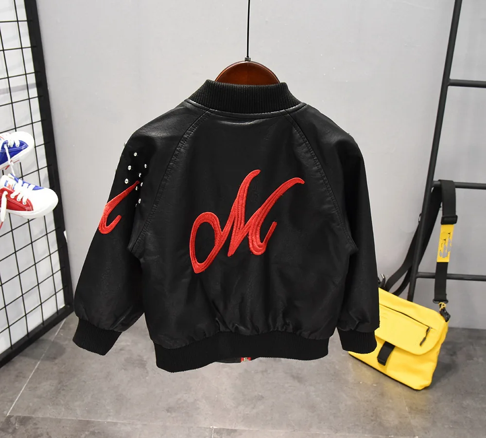 

2019 kids spring and autumn clothes Children Jacket for baby Boys Outerwear Children's PU Leather Coat black toddlers 2-6years
