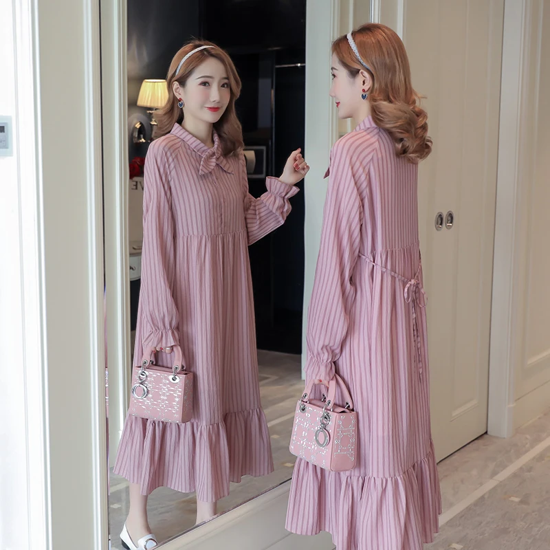 738 # Одежда для беременных весенне-осеннее хлопковое свободное стильное платье в