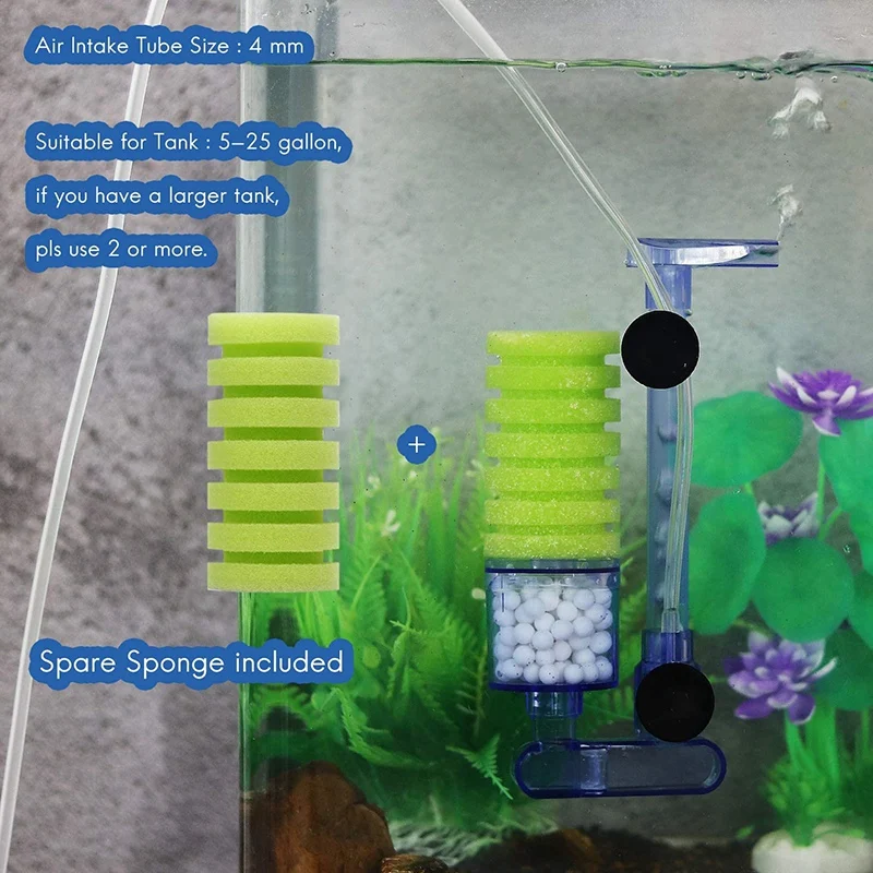 Губчатый фильтр внутренний аквариумный тихий обеспечивает физическую и