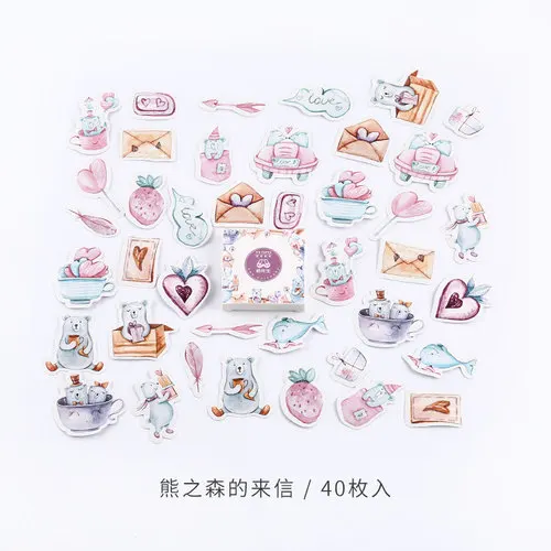 40-60 шт Kawaii Наклейки s Упаковка милые наклейки забавные наклейки s креативные милые наклейки в коробках для Diy скрапбукинга канцелярские школьные - Цвет: A Letter From Bear