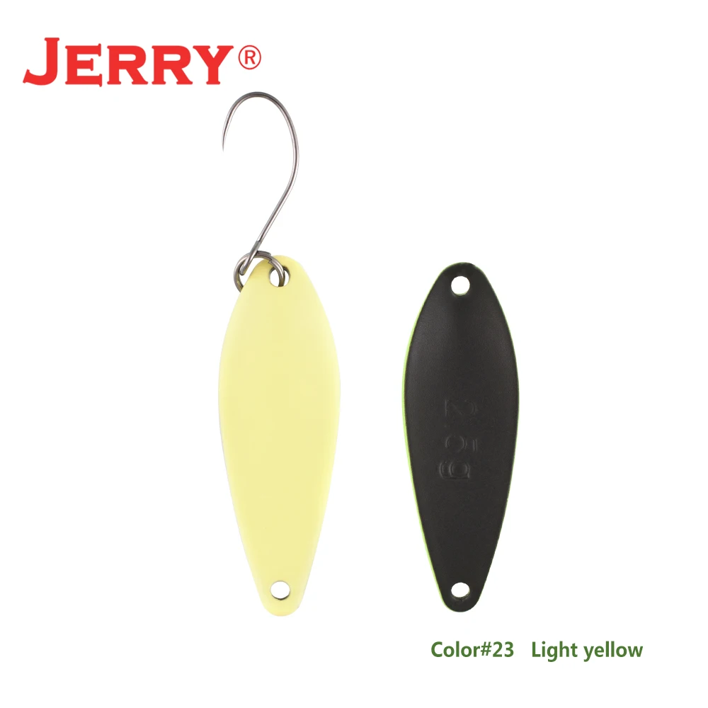 Jerry 1 шт., латунные рыболовные ложки pesca, яркие цвета, высокое качество, безделушки, форель, ложка, рыболовные приманки - Цвет: Light yellow