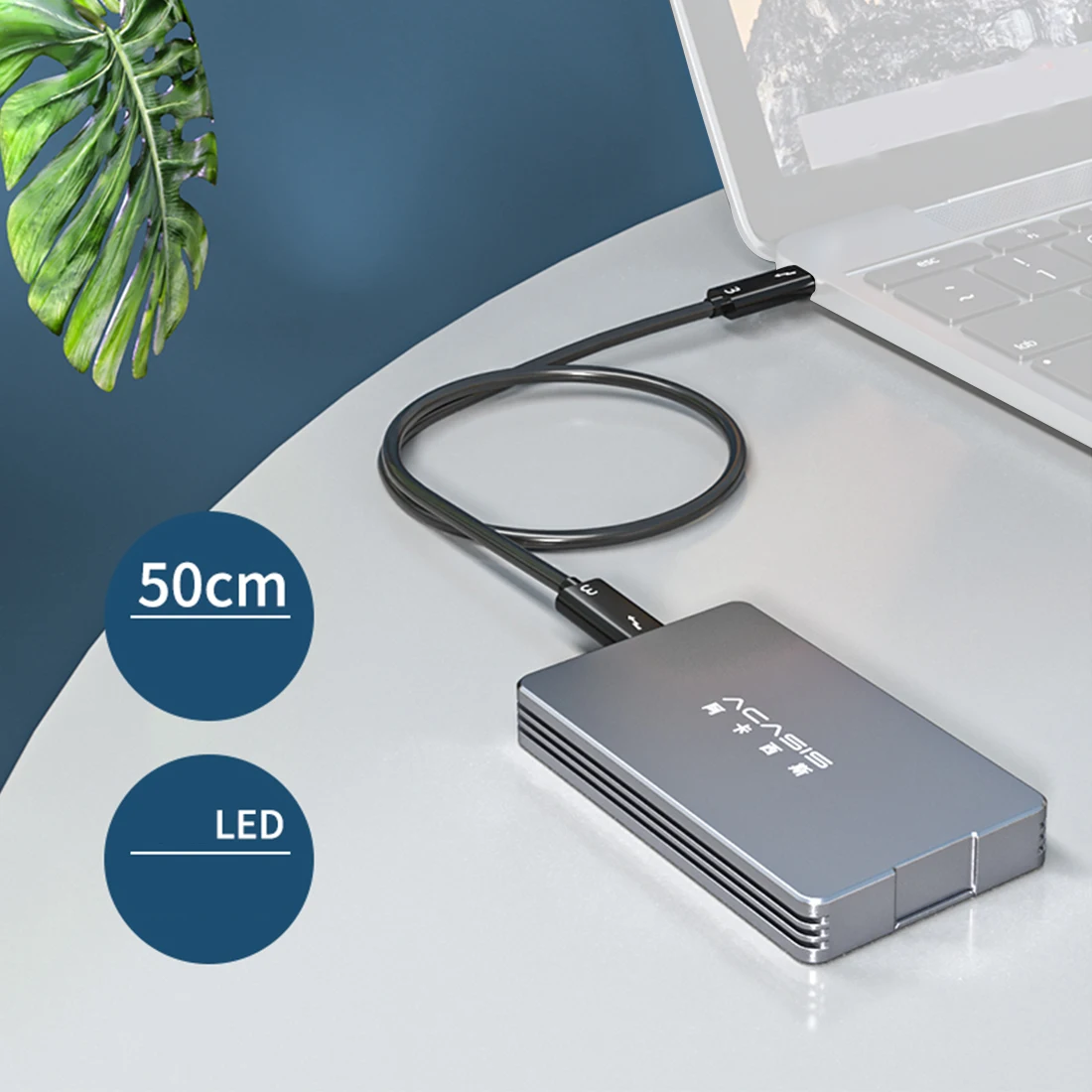 Acasis Portable USB 4.0 Mobile M.2 Hard Disk Box Type-c External Enclosure 40Gbp/s for Thunderbolt3 NVME Key-M 2280 SSD Case