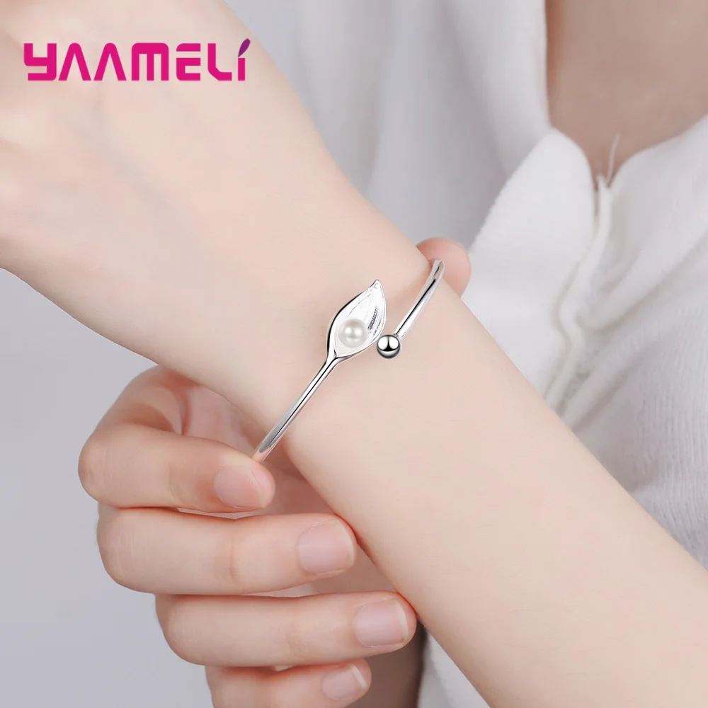 Натуральный Стиль пресноводный жемчуг 925 стерлингового серебра браслеты на руку