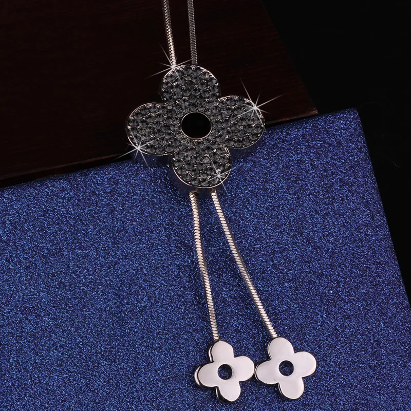 Длинная цепочка на свитер корейский Дикий осенне-зимний четырехлистный клевер